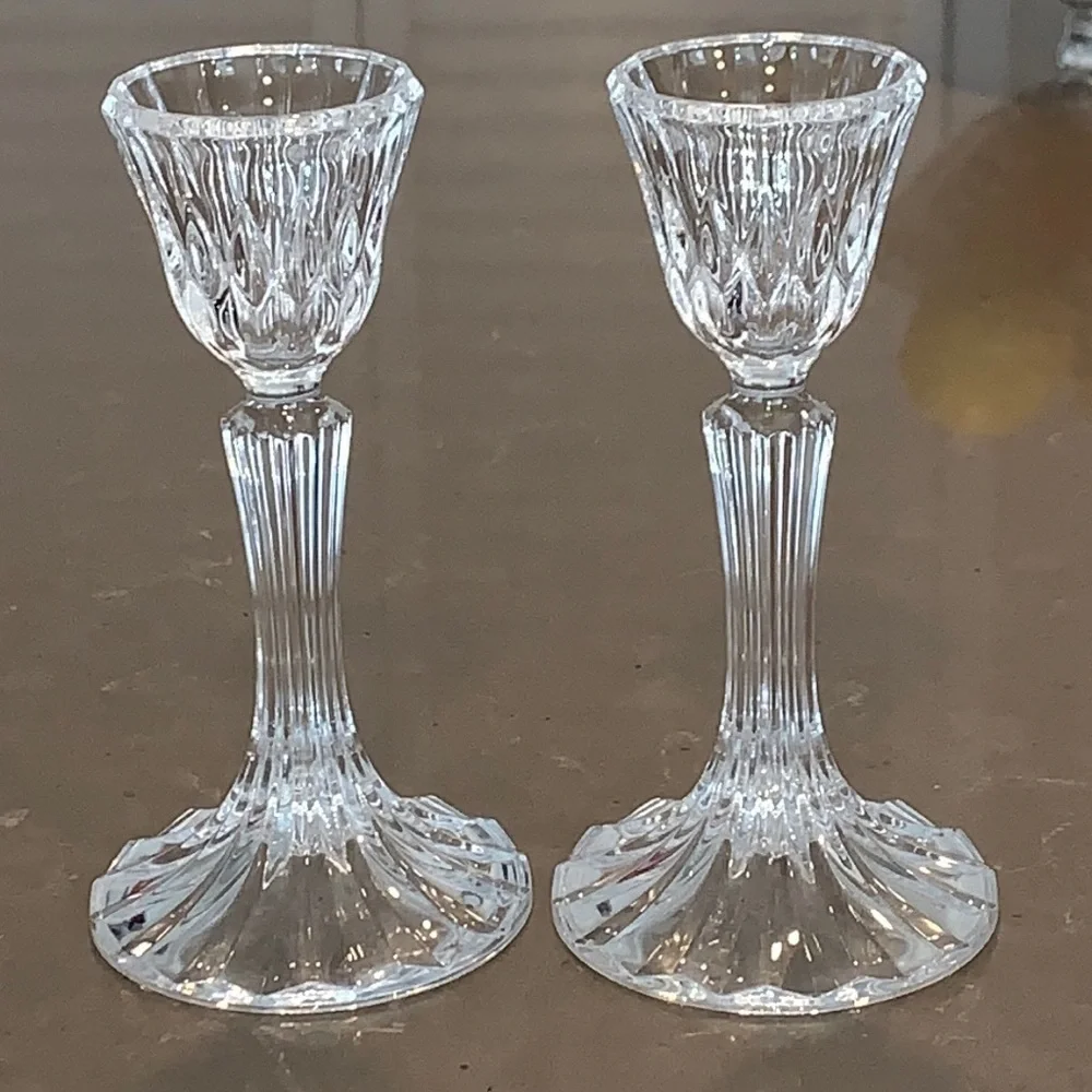 Vintage Cut Lead Crystal Candlestick Holders 6 3/4”